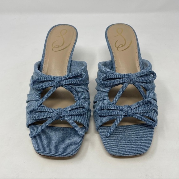 Sam Edelman Pia in Blue Denim Slip On Kitten Heel Sandals - NWT - Picture 5 of 13